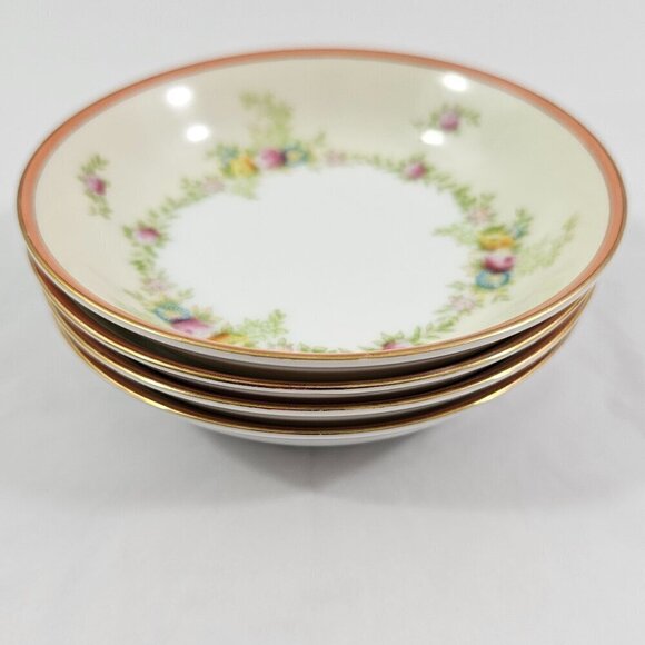 Meito Japan Fine China Hand Painted Floral Accent Fruit Dessert Bowls – Set of 4 - Picture 12 of 16